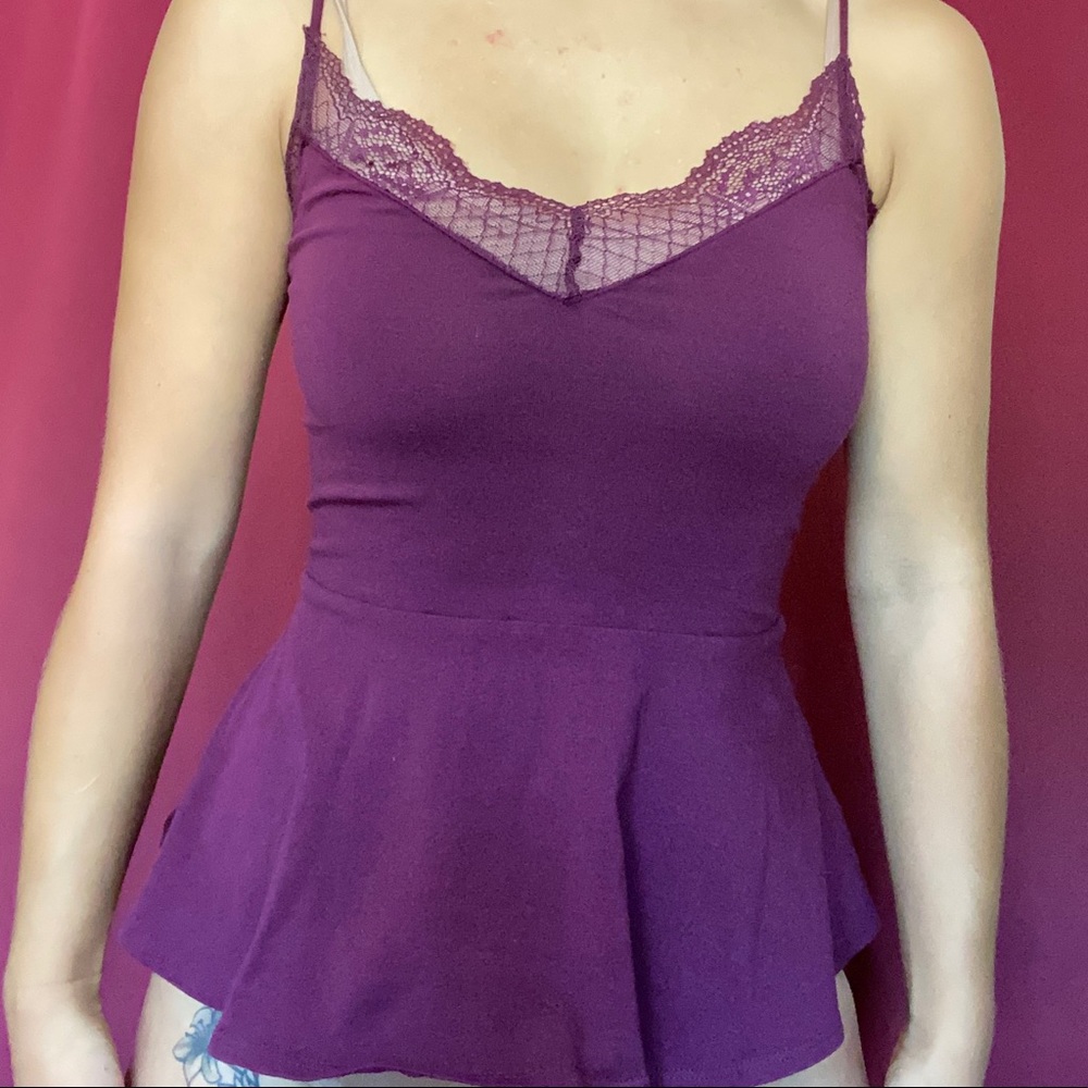 Maroon lace tank top